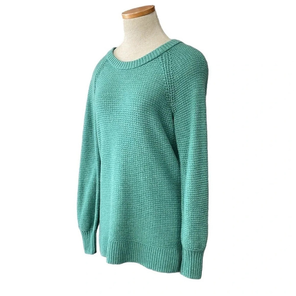 GAP Sweater Pullover Green Basketweave Knit Small Petite SP - Picture 4 of 13